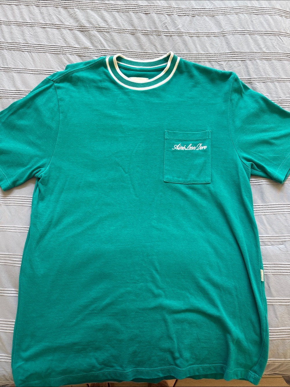 Aime Leon Dore Teal Short Sleeve Pocket Tee with Contrast Ringer